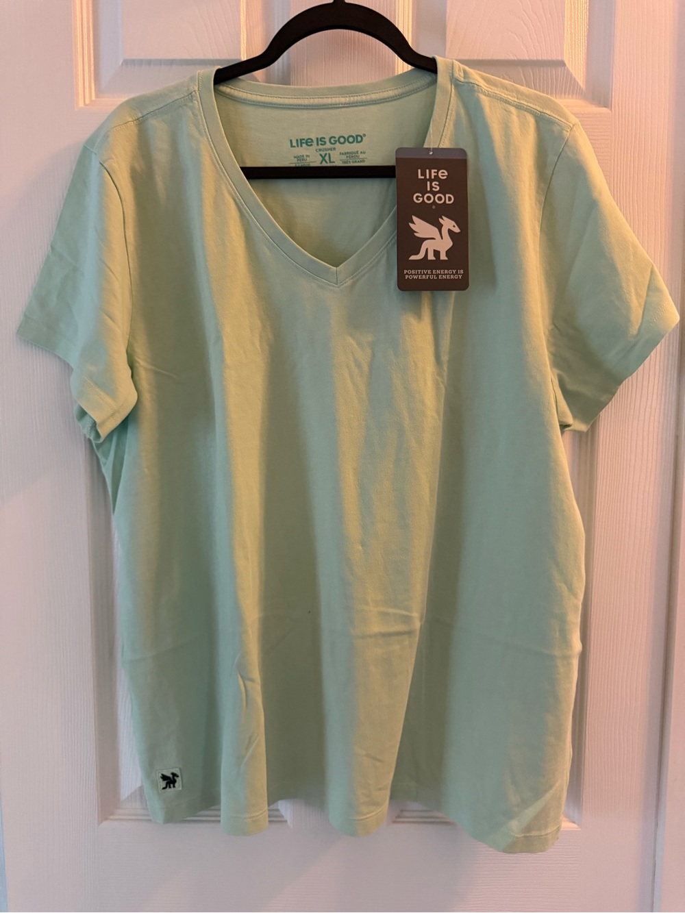 Life Is Good Women's V-Neck Tee in Mint Green